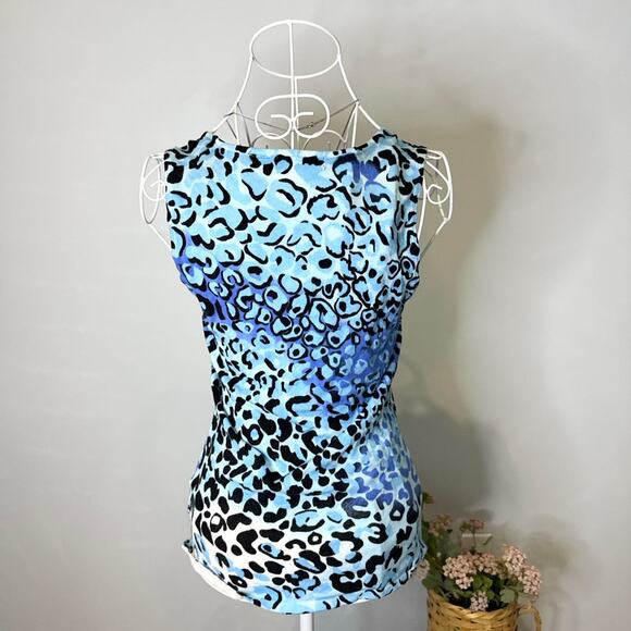 Stunning vintage y2k blue leopard print beaded sequin tank top - Picture 3 of 6